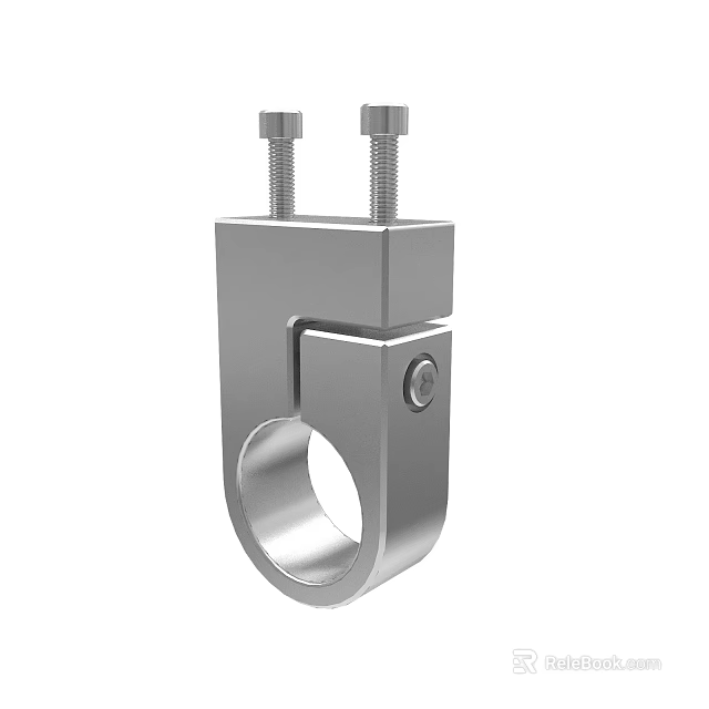 Stainless Steel Metal Clamp With Two Bolts Circular Hole And Side Knob 3d model 