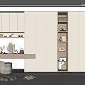 Modern Wardrobe Design With Integrated Storage Shelves Drawer Units And Decorative Items 3d model