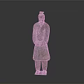 Ancient Terracotta Sculpture Carving of Standing Figure with Crossed Hands and Traditional Robe