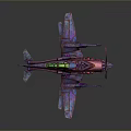 Colorful Futuristic Airplane Model With Artistic Design And Vibrant Neon Accents