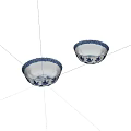Elegant Dinnerware Set With Two Blue And White Bowls Floral Pattern Design