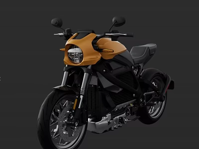 Orange Modern Motorcycle With Black Seat Stylish Headlight And Sleek Design 3d model