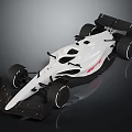 Modern White Formula Style Race Car With Aerodynamic Design Black Spoiler Front Wing And Tires