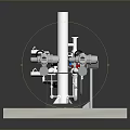3D Model of Industrial Machinery Platform Featuring Mechanical Framework Pipes And Colored Components