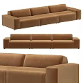 Brown Modern Velvet Modular Sofa With Sectional Design And Cushioned Armrests 3d model