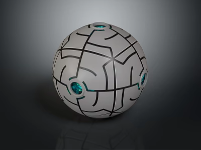 Innovative Sports Equipment Training Ball With Geometric Lines And Blue Glowing Dots 3d model