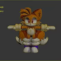 Anthropomorphic Fox Cartoon Character 3D Model With Orange Fur White Gloves And Purple Shoes