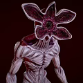 Game Movie Character With Flower Shaped Head Muscular Body And Purple White Texture