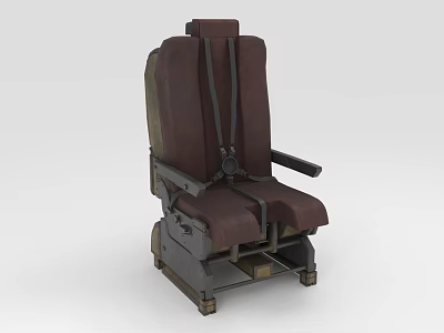 Brown Mechanical Seat With Safety Straps Metal Frame And Heavy Duty Construction 3d model