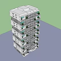 Modern High Rise Residential Building With White Gray Exterior Balconies And Green Plants