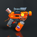 Orange Toy Gun With Full Auto Label Scope And Crate Canister