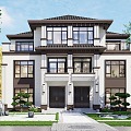 New Chinese Style Simple Style Double Style Self-built House 3d model