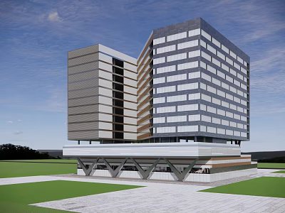modern office building office building high-rise office building 3d model