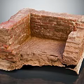 Ancient Red Brick Corner Architectural Structure With Weathered Bricks And Worn Edges 3d model