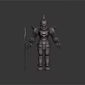 Medieval Armor Character Standing With Metallic Spear And Spiked Design 3d model