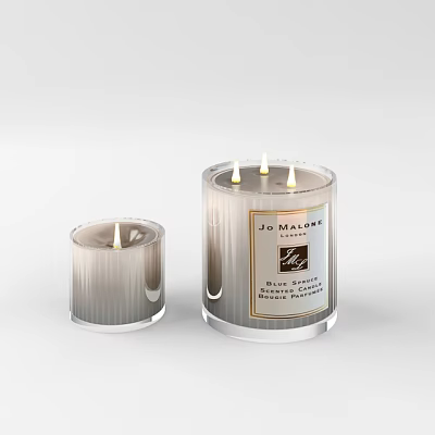 Jo Malone London Two Candle Lamps With Transparent Glass Black Spiced Plum Scent Lit Wicks 3d model