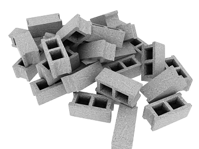 High Strength Grey Concrete Hollow Bricks for Building Construction Work 3d model