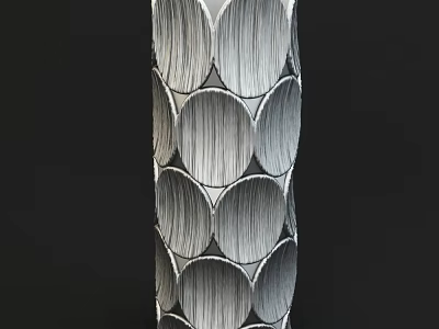 Ceramic Vase With Vertical Circular Patterns And Textured Surface Design 3d model