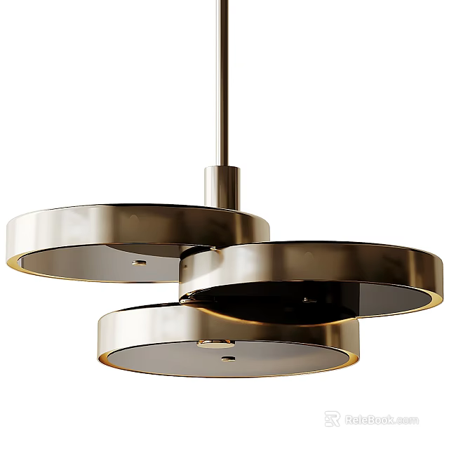 Modern Stylish Metallic Chandelier With Layered Circular Rings Design 3d model 