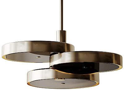 Modern Stylish Metallic Chandelier With Layered Circular Rings Design 3d model