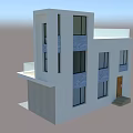 Modern Detached Villa with Two Story Wooden Door Steps Large Windows Balcony Glass Railing Exterior