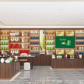 Traditional Tea Store Interior With Wooden Display Shelves Green Signage And Various Tea Products