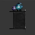 Decorative Ornament Set With Crystal Balls Placed On Stacked Books Shelf For Home