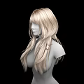 Game Movie Female Character 3D Model with Long Blonde Hair Upper Body on Black Background