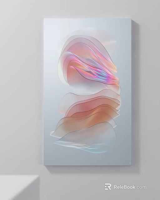 Colorful Flowing Abstract Artwork With Soft Pastel Tones For Modern Wall Decor 3d model 