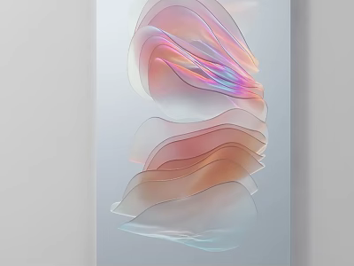 Colorful Flowing Abstract Artwork With Soft Pastel Tones For Modern Wall Decor 3d model