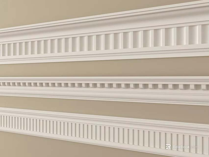 Different Crown Molding Patterns For Interior Wall Decoration And Home Styling 3d model