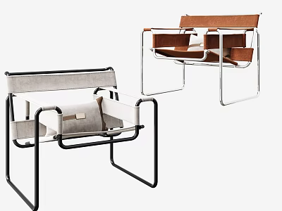 Modern Leisure Chairs with Metal Frames Padded Seats and Contemporary Design 3d model