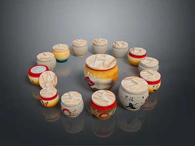 Colorful Ceramic Storage Jars with Lids for Home Kitchen Decor and Organization 3d model
