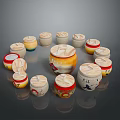 Colorful Ceramic Storage Jars with Lids for Home Kitchen Decor and Organization 3d model