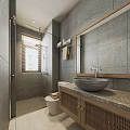 Cozy Hotel Room Interior With Wooden Vanity Mirror TV Arched Door Window and Bed