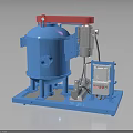 Industrial Blue Equipment with Red Top Motor Control Panel and Base Platform 3d model