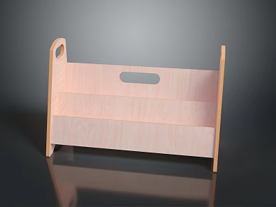 Wooden Entryway Side Cabinet with Light Wood Tone Open Shelves and Handle Details 3d model