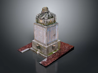 Stone Sculpture Carving With Decorative Pedestal And Detailed Texture On Red Base 3d model