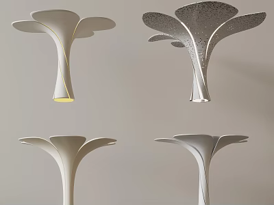 Elegant Modern Flower Shaped Decorative Columns With Perforated Pattern And White Finish 3d model