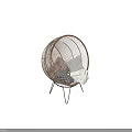 Rattan Round Outdoor Chair With Soft Pillows And Faux Fur Throw On Metal Stand