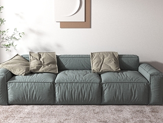 Simple Fabric Sofa Three-Seat Sofa 3d model