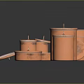 Copper Storage Jars With Lids Various Sizes Metallic Finish Household Items 3d model