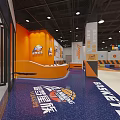 Basketball Gym Interior With Court Lights And Team Banners