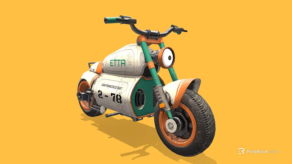 ETTA Concept Motorcycle by Shirokov Design Featuring Green White and Orange Details A-78 3d model 