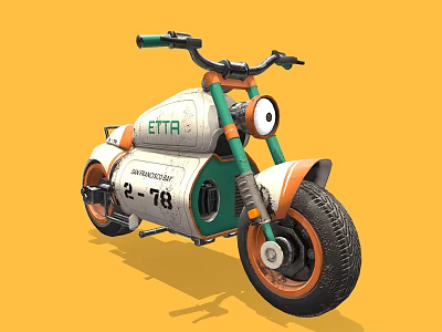 ETTA Concept Motorcycle by Shirokov Design Featuring Green White and Orange Details A-78 3d model