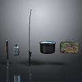 Daily Living Supplies Featuring Knife Small Bottle Long Rod Pot And Camouflage Lunch Box