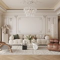 French Living Room Home 3d model