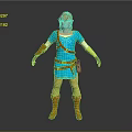 Game Character With Orange Hair Blue Tunic Yellow Sleeves Brown Belt And Orange Boots