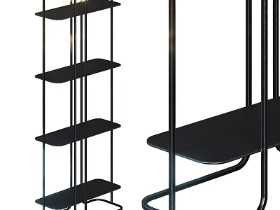 Modern Black Metal Storage Shelf With Open Multi-tier Design And Sturdy Frame Structure 3d model