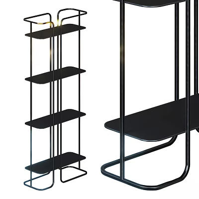 Modern Black Metal Storage Shelf With Open Multi-tier Design And Sturdy Frame Structure 3d model